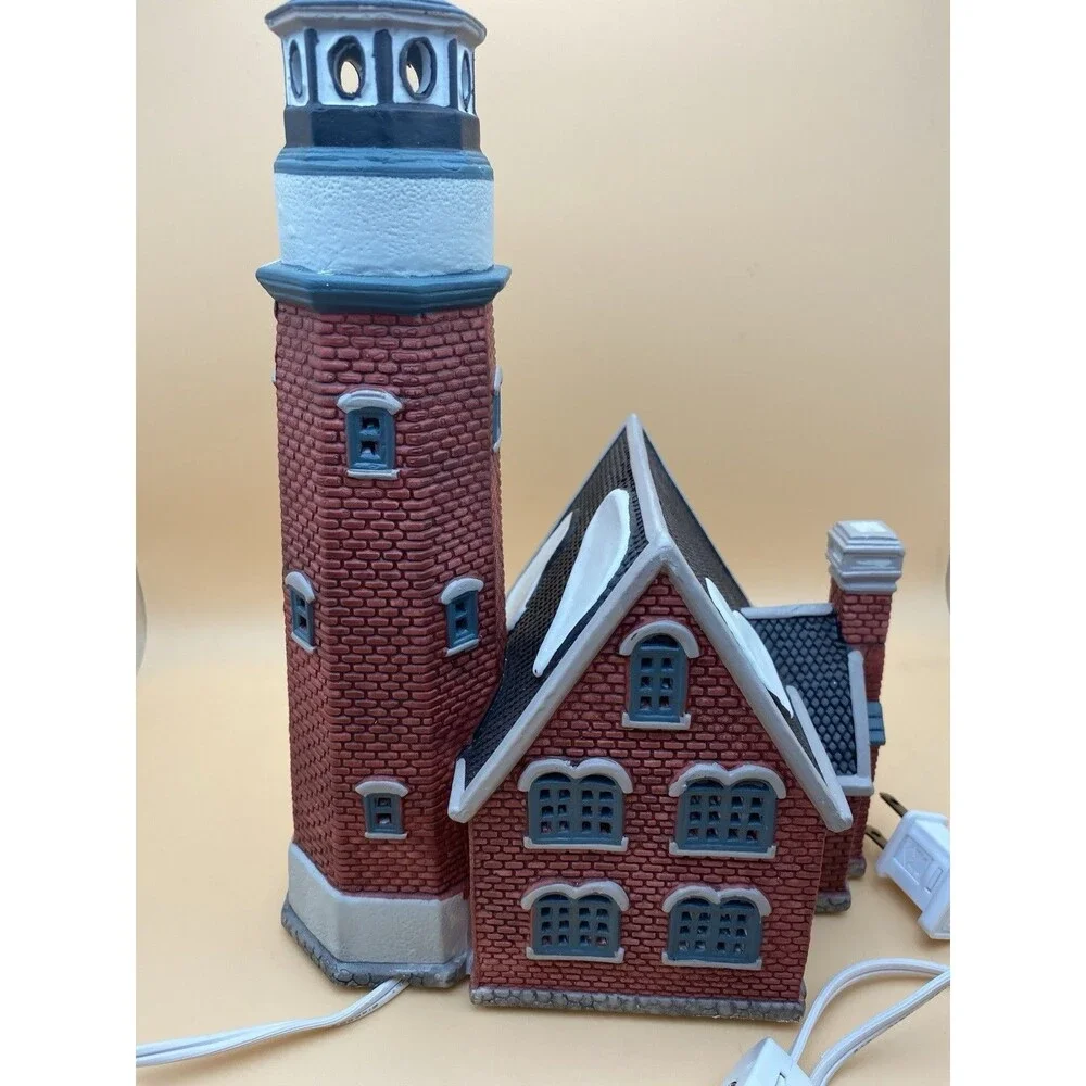 VTG LEMAX PLYMOUTH CORNERS 1997 CHRISTMAS VILLAGE ROCKY POINT LIGHTHOUSE #75245